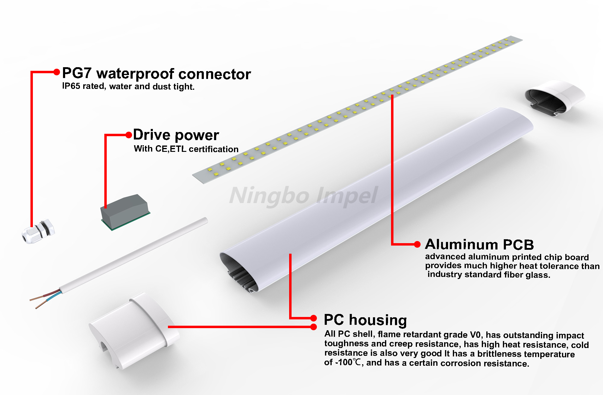 Warehouse 1500mm OEM LED Vapor Tight Light